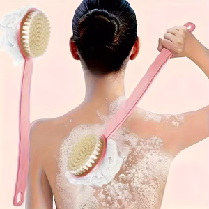 Double-Sided Bath Brush with Soft Cucumber Fiber & Bristles