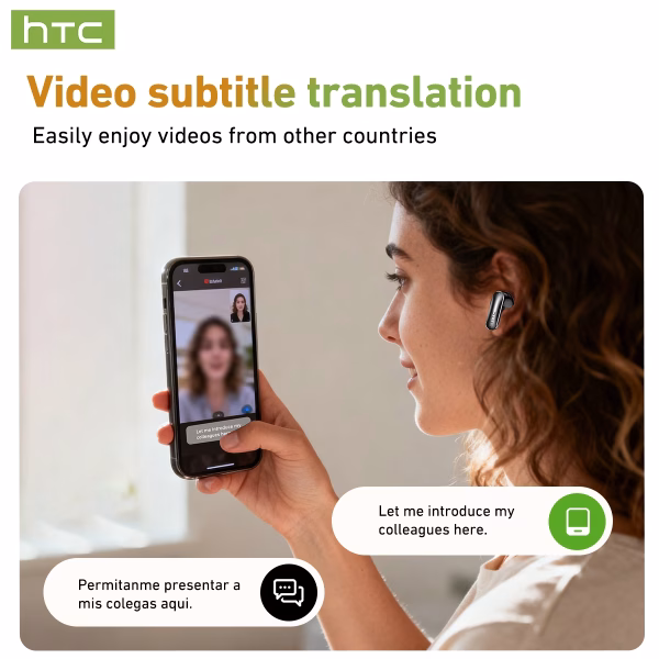HTC NE48 Wireless Earbuds with Ai Translation