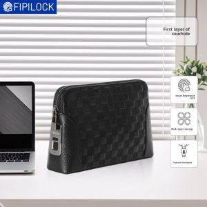 Leather Fingerprint Unlock Clutch Bag