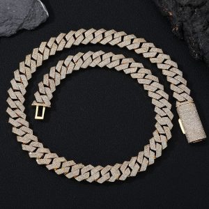 Men's Cuban Chain Zircon Necklace Geometric Pendant